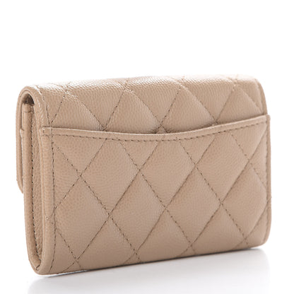 Chanel Caviar Quilted Flap Card Holder Wallet Beige 2 of 8