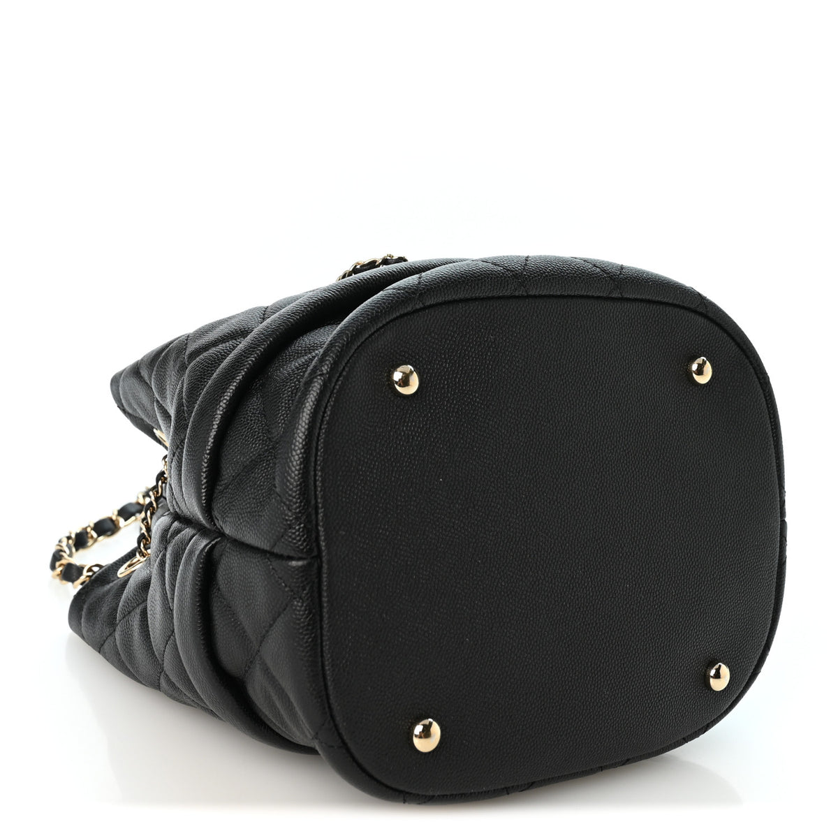 Chanel Caviar Quilted Rolled Up Bucket Drawstring Bag Black 4 of 10