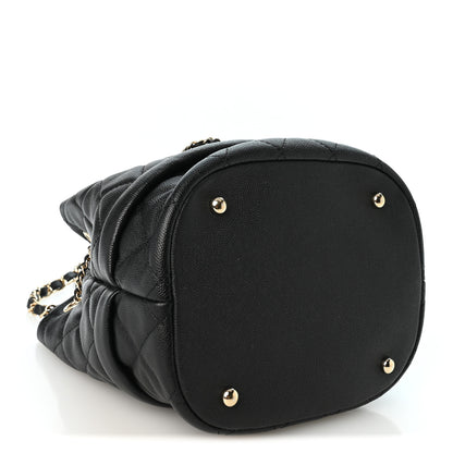 Chanel Caviar Quilted Rolled Up Bucket Drawstring Bag Black 4 of 10