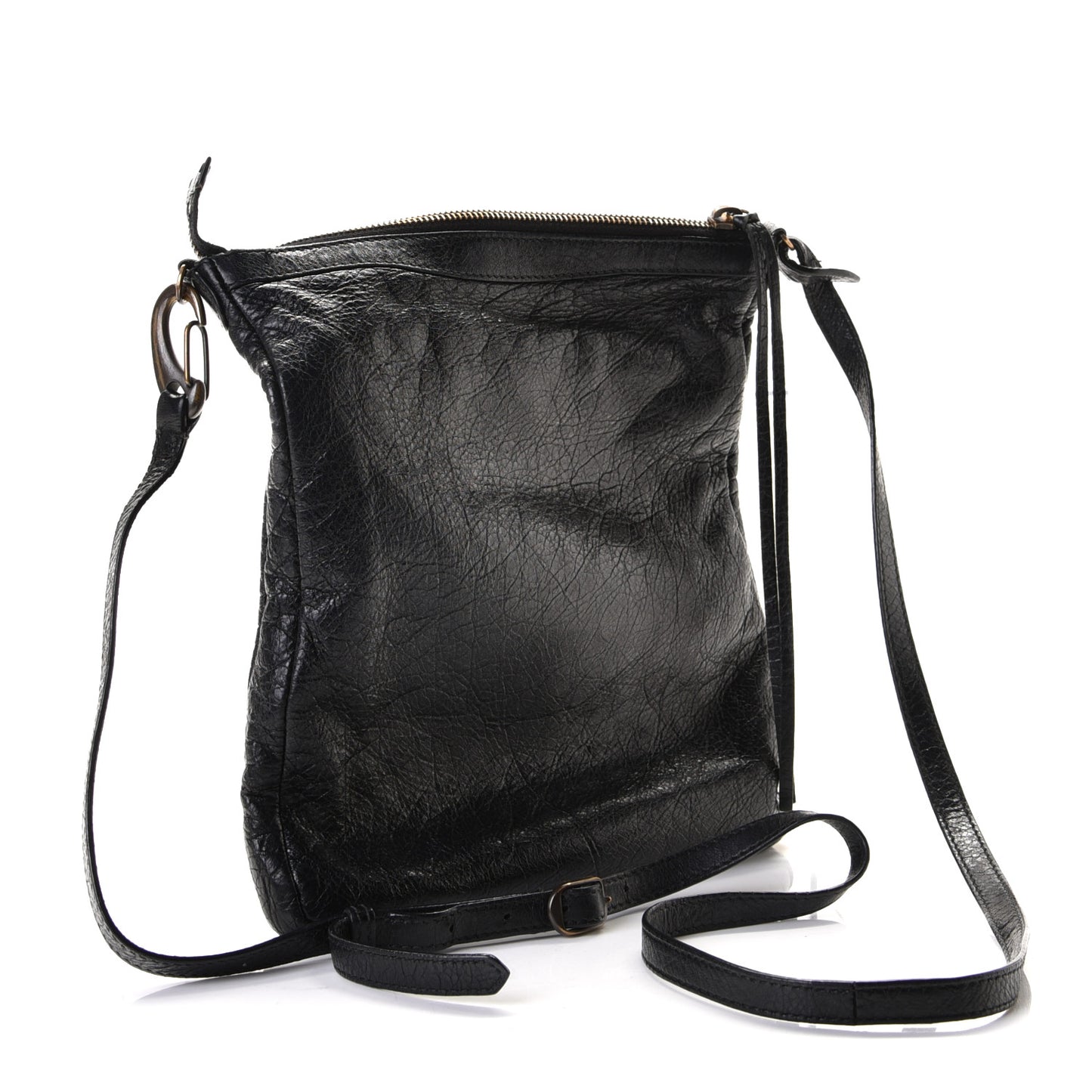 Agneau Classic Hardware Flat Crossbody Black