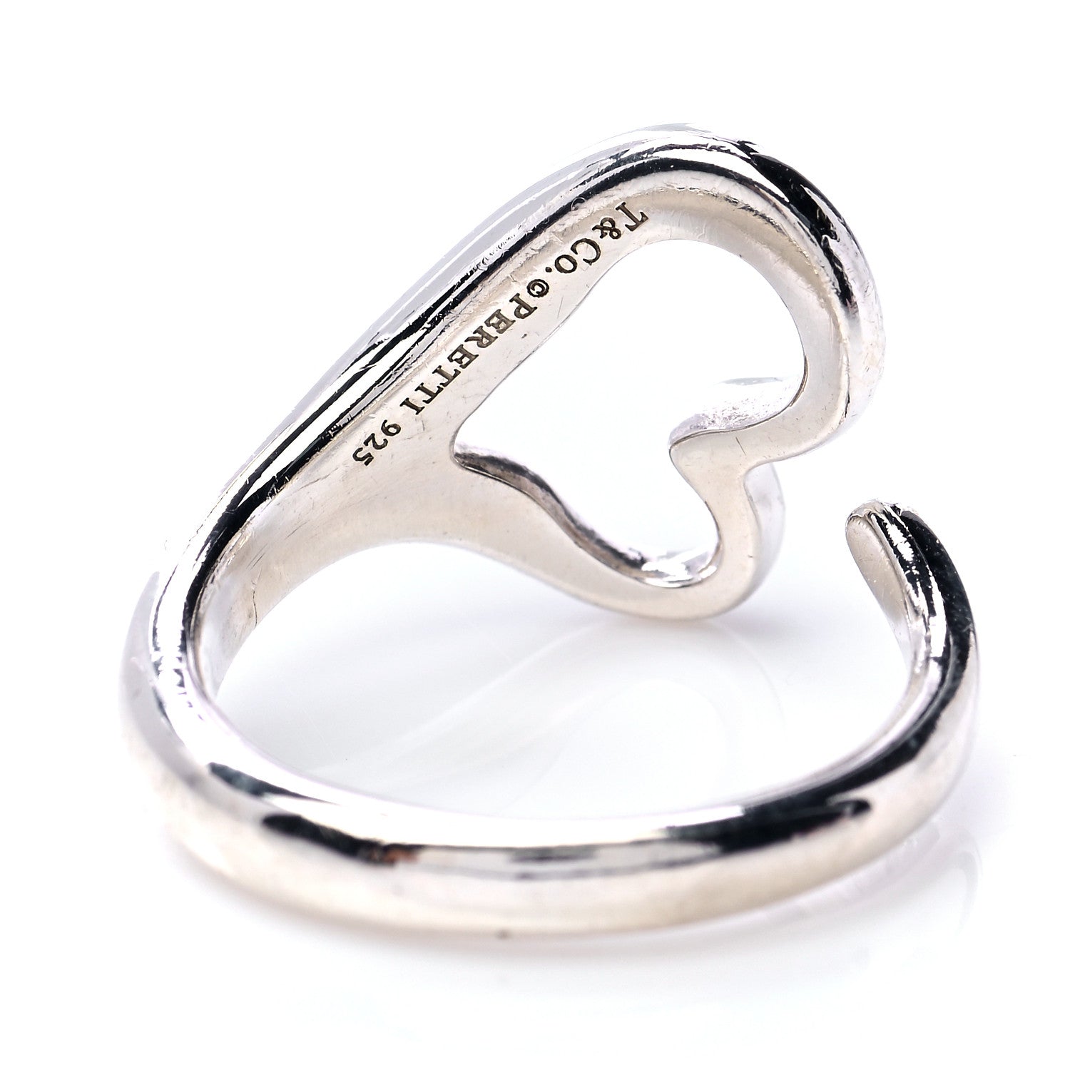 Tiffany Sterling Silver Elsa Peretti Open Heart Ring 54 7 4 of 4