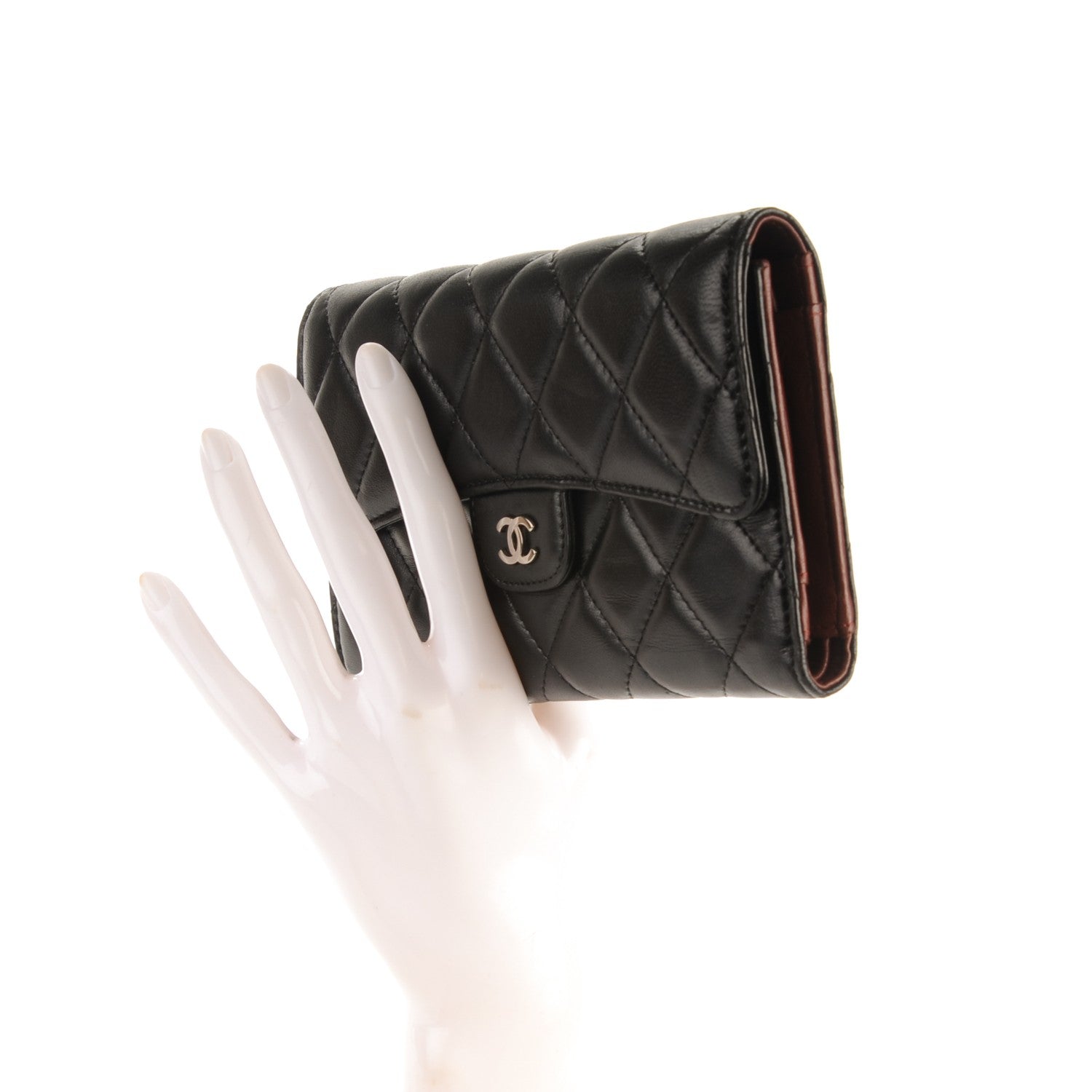 Chanel Lambskin Quilted Large Flap Wallet Black 2 of 8