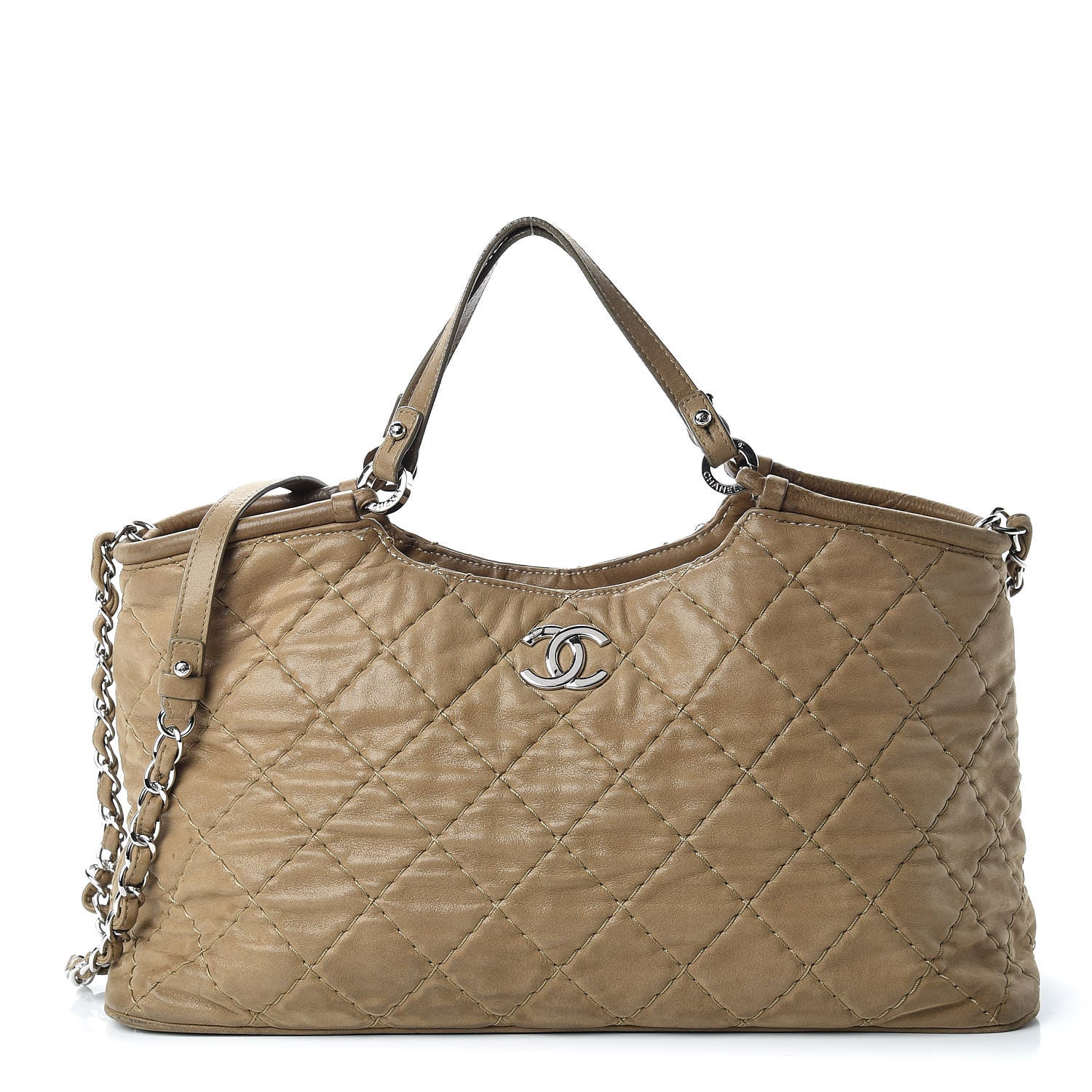 Chanel Iridescent Calfskin Quilted Small Sea Hit Tote Beige 1 of 20