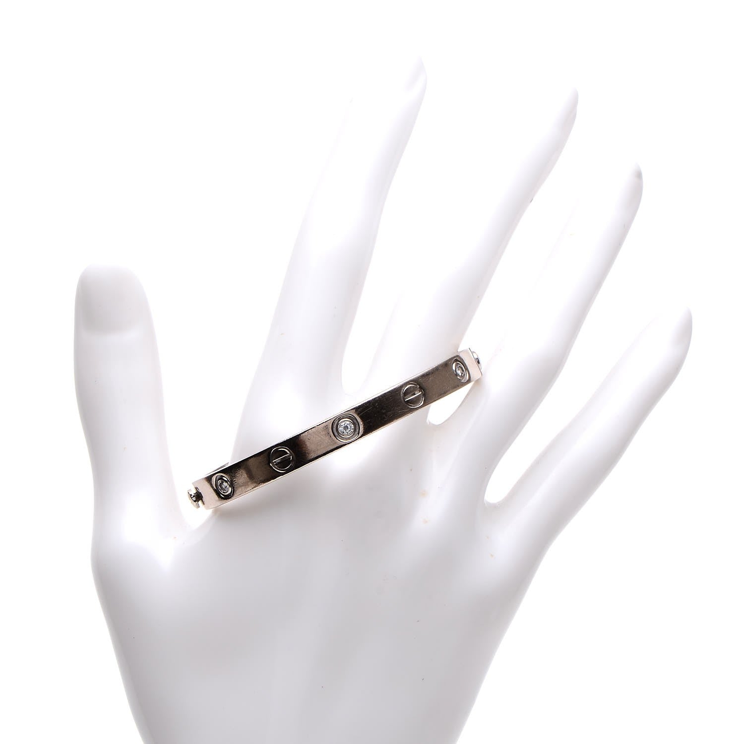 Cartier 18K White Gold 6 Diamond LOVE Bracelet 16 2 of 10