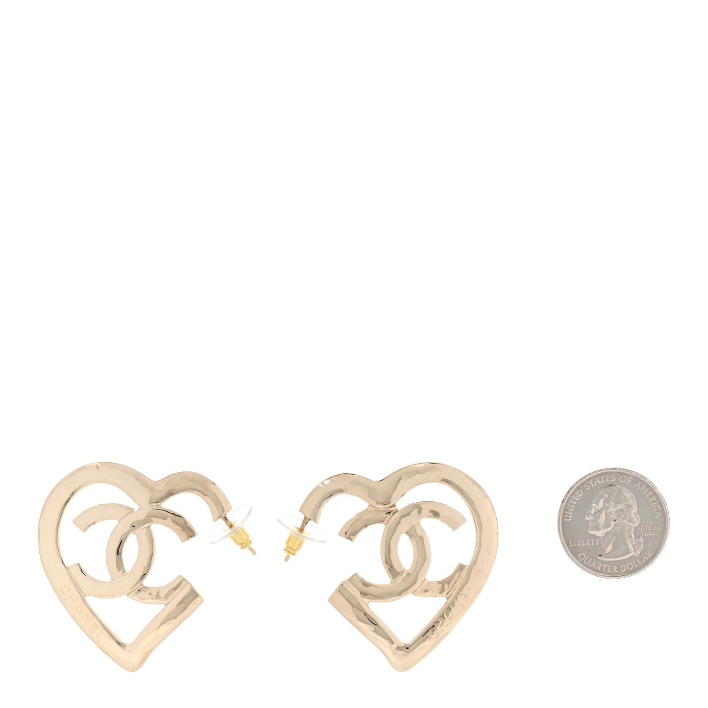 Metal CC Heart Coco In Love Hoop Earrings Gold