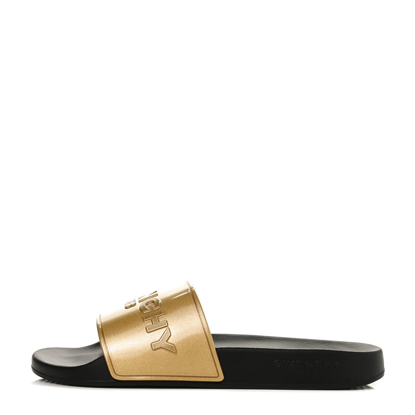Metallic Rubber Logo Pool Slide Sandals 41 Gold
