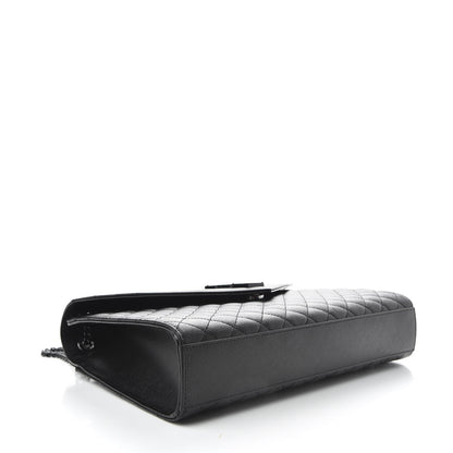 Saint Laurent Grain De Poudre Textured Mixed Matelasse Large Triquilt Monogram Monochrome Satchel Black 4 of 10