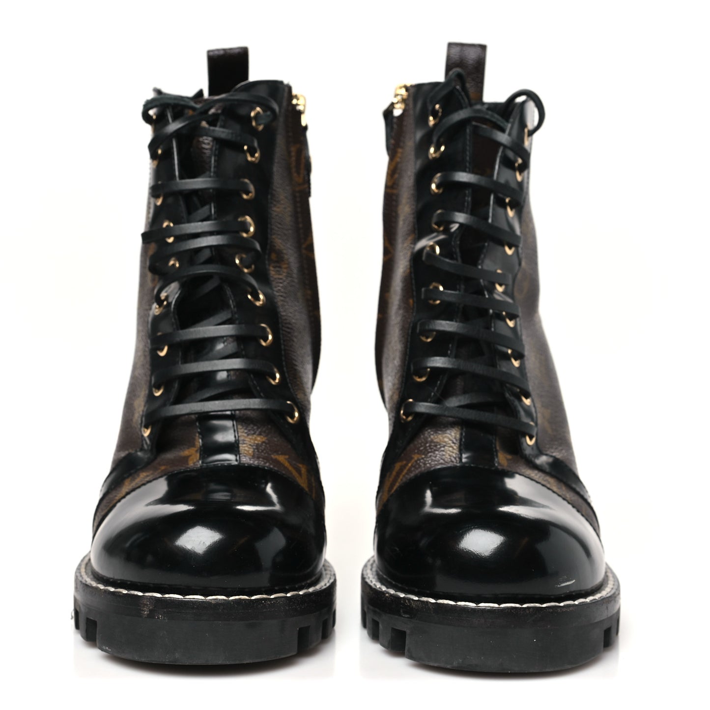 Patent Calfskin Monogram Star Trail Ankle Boots 41 Black