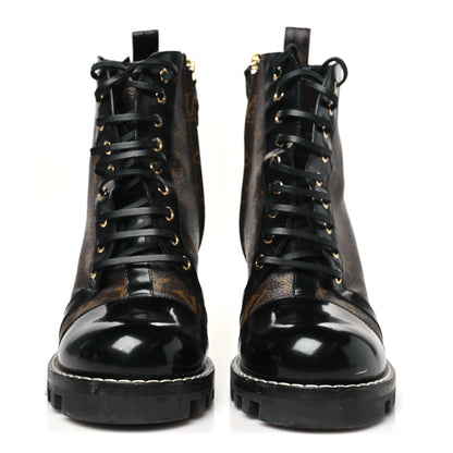 Louis Vuitton Patent Calfskin Monogram Star Trail Ankle Boots 41 Black 3 of 8