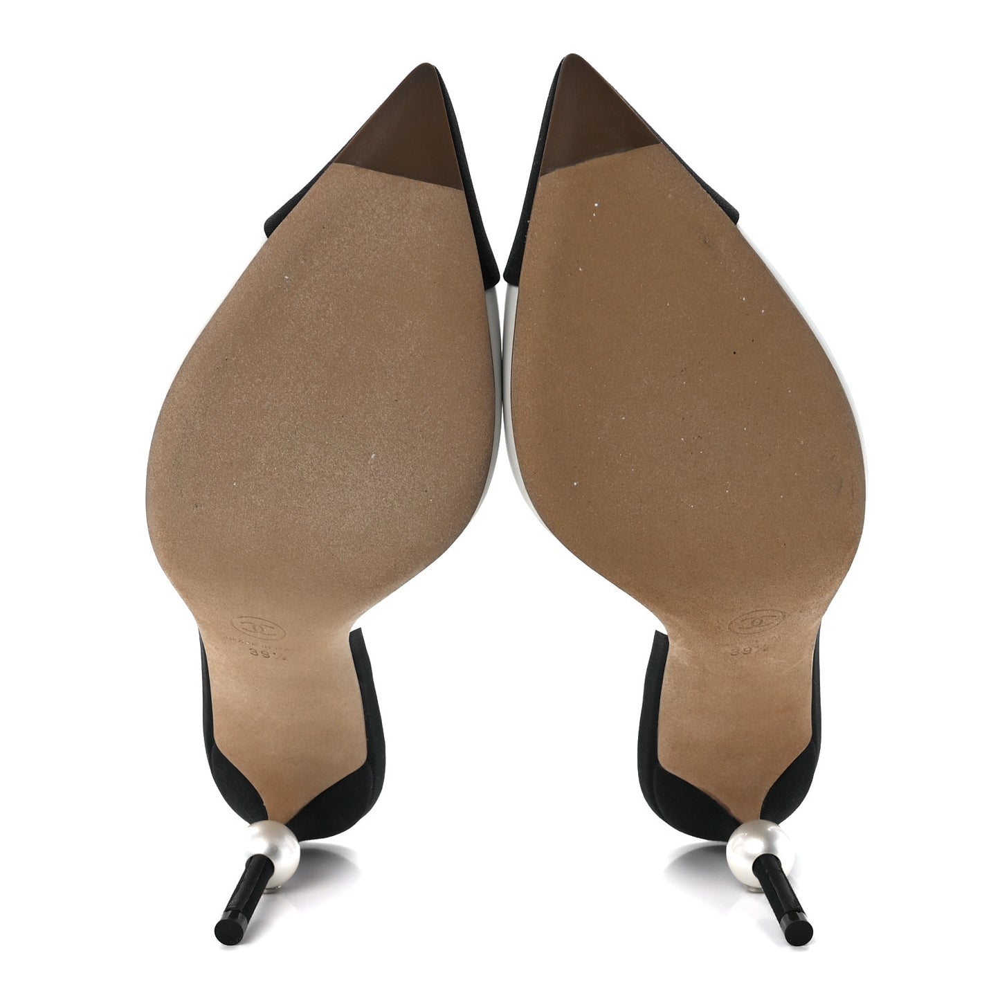 Patent Lambskin Grosgrain Cap Toe Pearl Mule 39.5 White Black