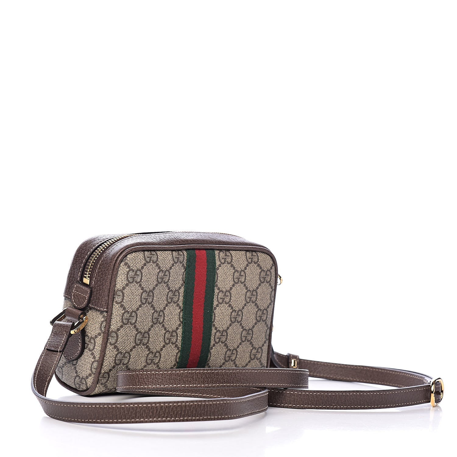 Gucci GG Supreme Monogram Web Mini Ophidia Shoulder Bag Brown 3 of 11