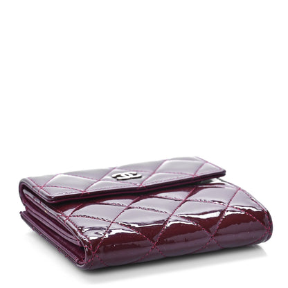 Chanel Patent Quilted Compact French Flap Wallet Dark Red 4 of 12