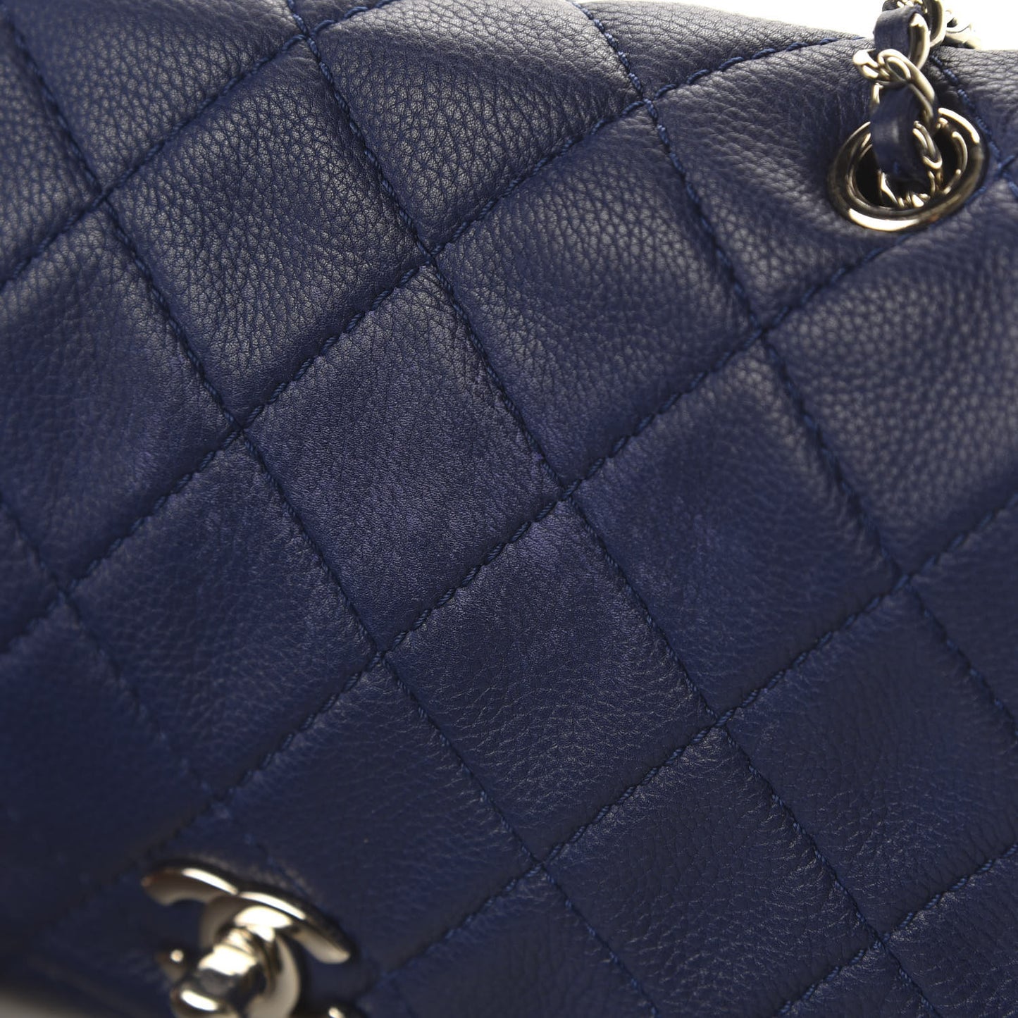 Calfskin Quilted CC Curvy Flap Blue
