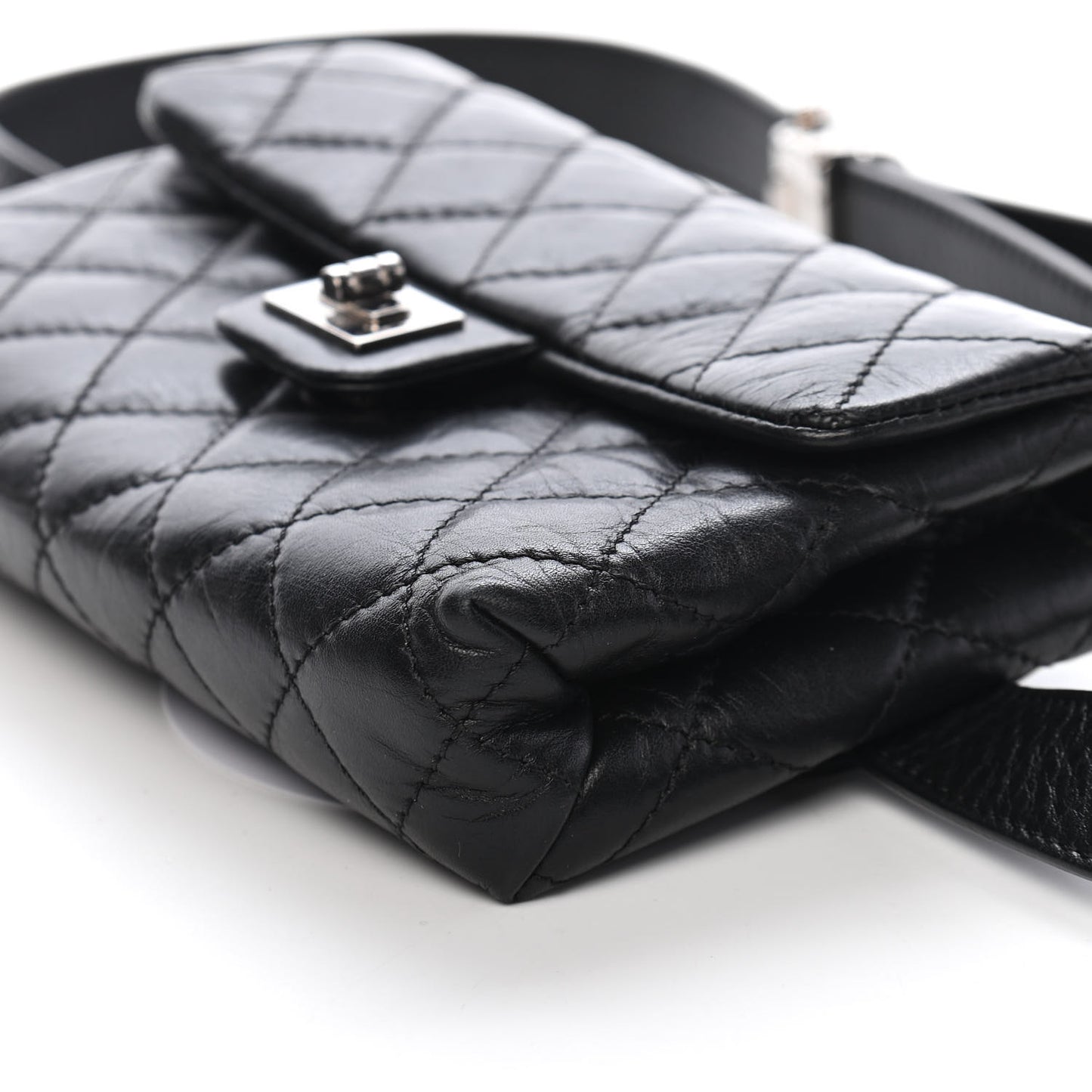 Calfskin Quilted 2.55 Reissue Flap Belt Bag Clutch Black