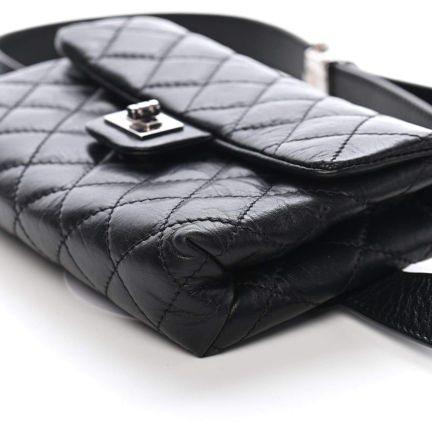 Chanel Calfskin Quilted 2.55 Reissue Flap Belt Bag Clutch Black 8 of 9