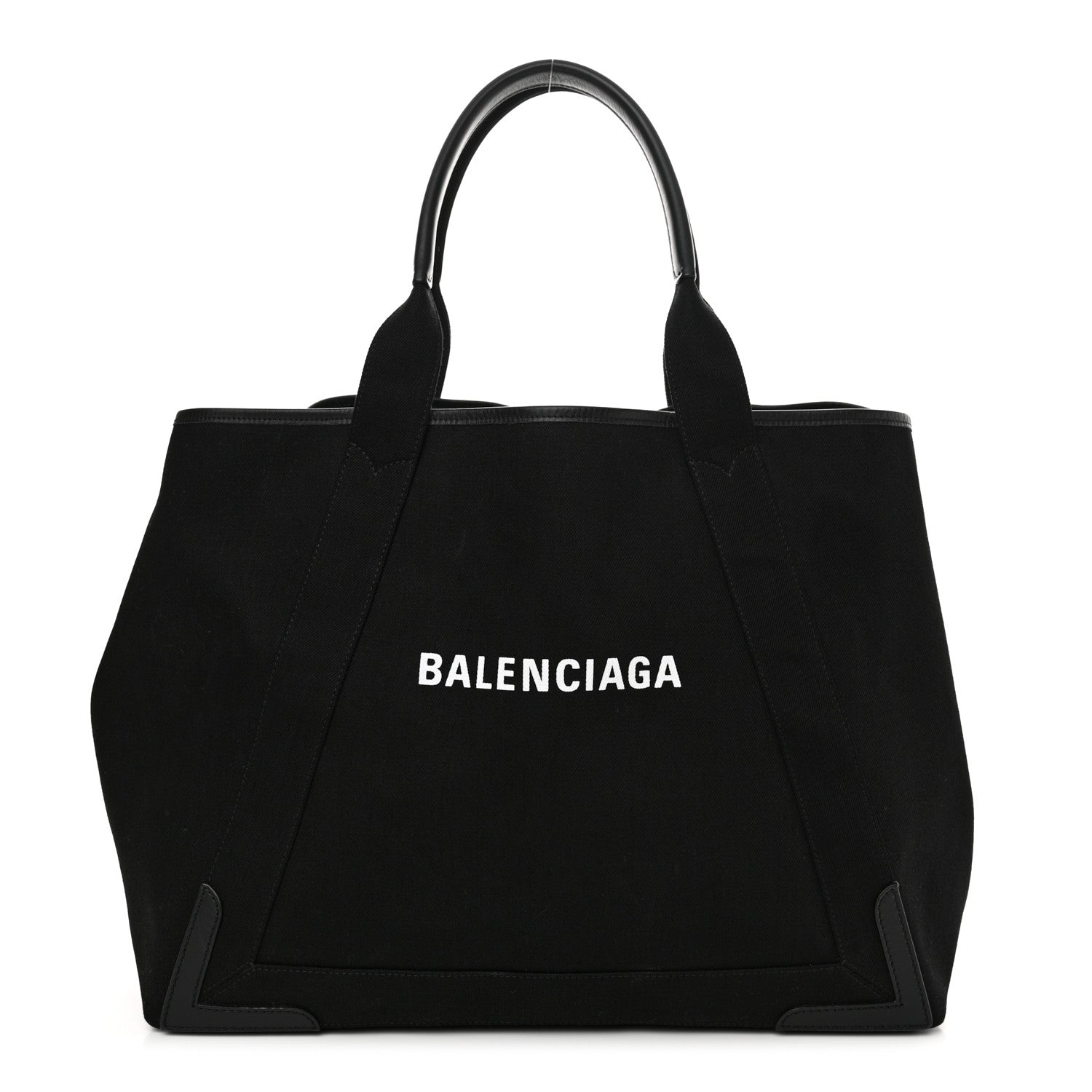 Balenciaga Cotton Canvas Calfskin M Navy Cabas Black White 1 of 16