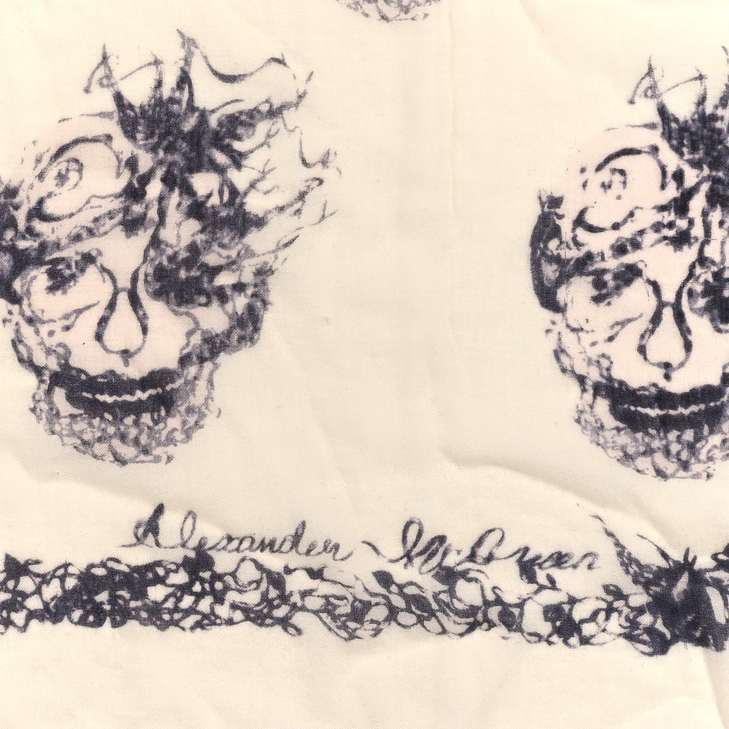 Alexander McQueen Silk Bird Skull Scarf Ivory Black 2 of 3