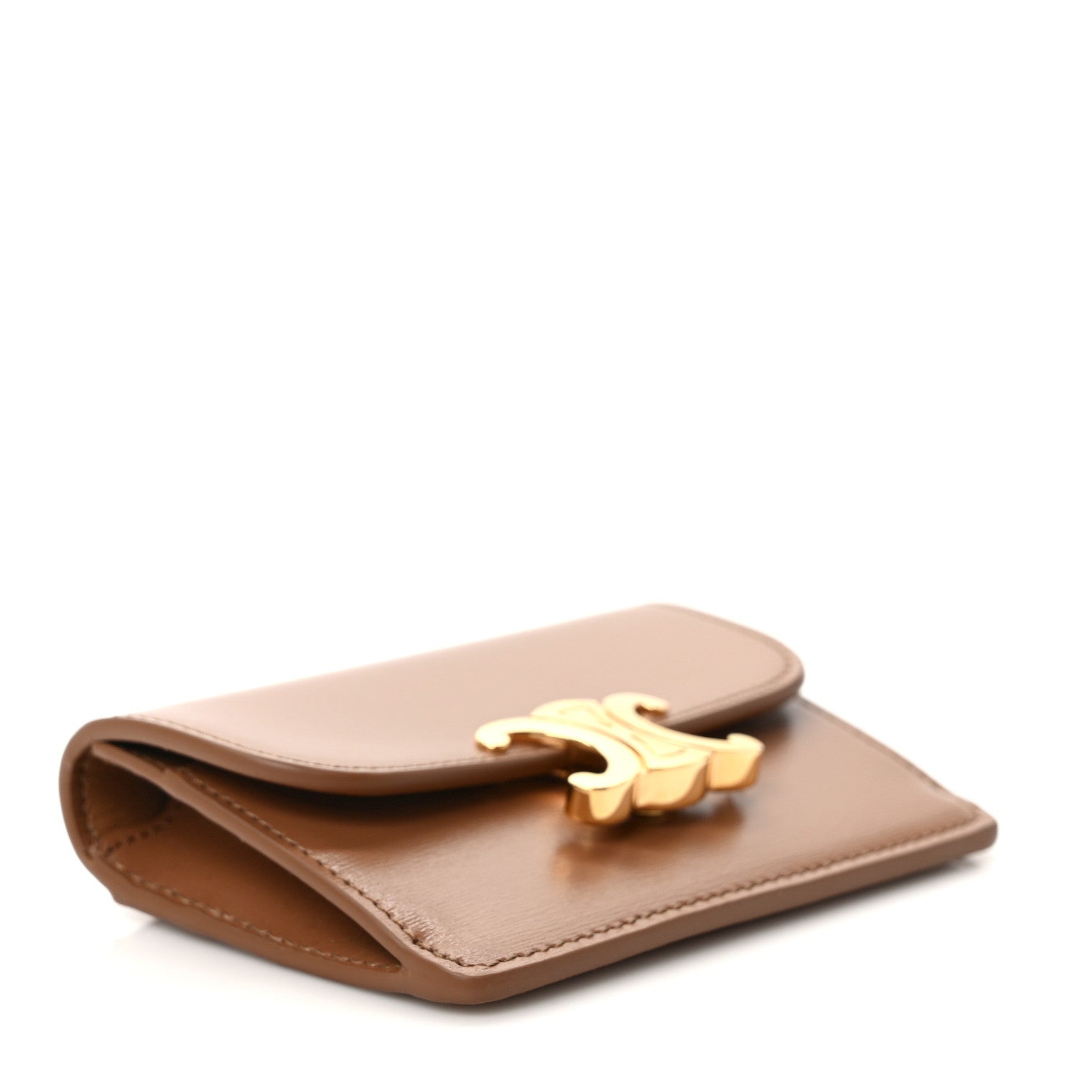 Celine Shiny Calfskin Triomphe Flap Card Holder Bronze 4 of 8