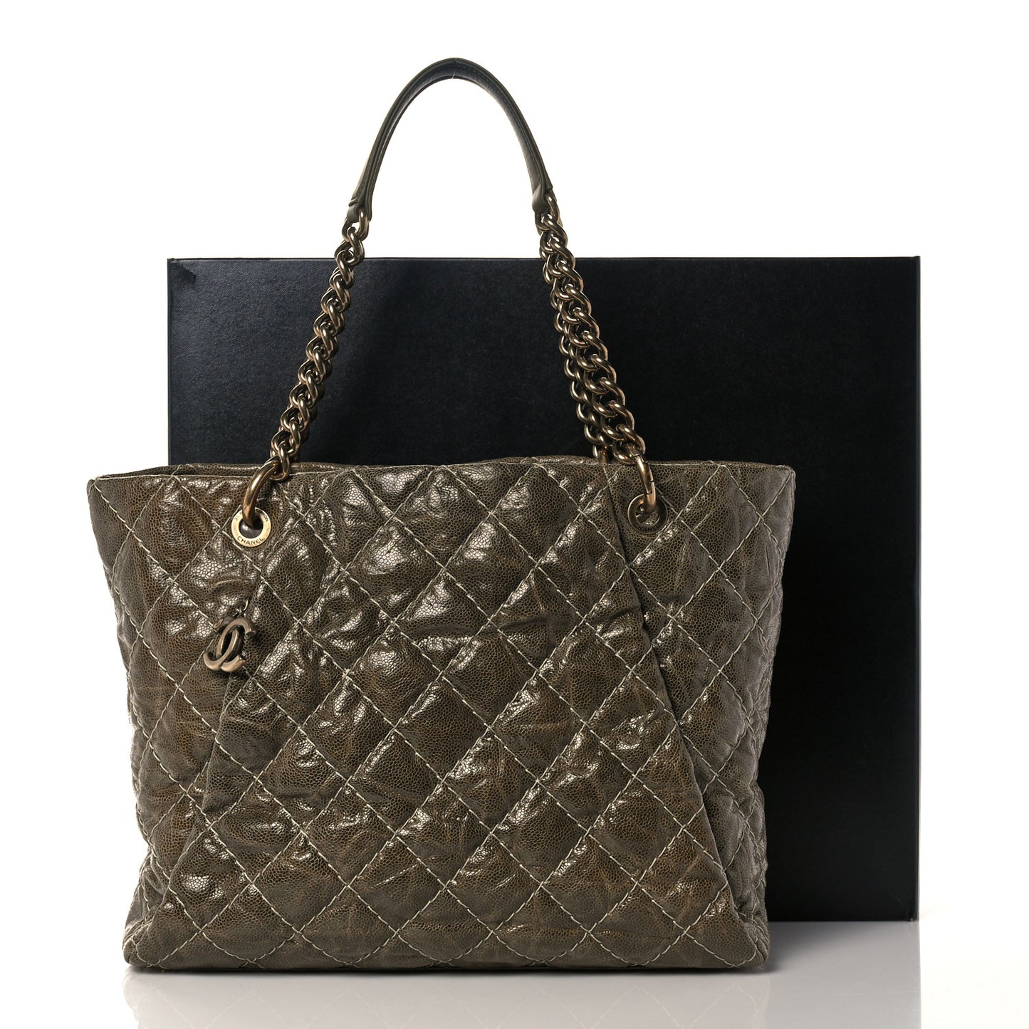 Glazed Caviar Coco Pleats Tote Green