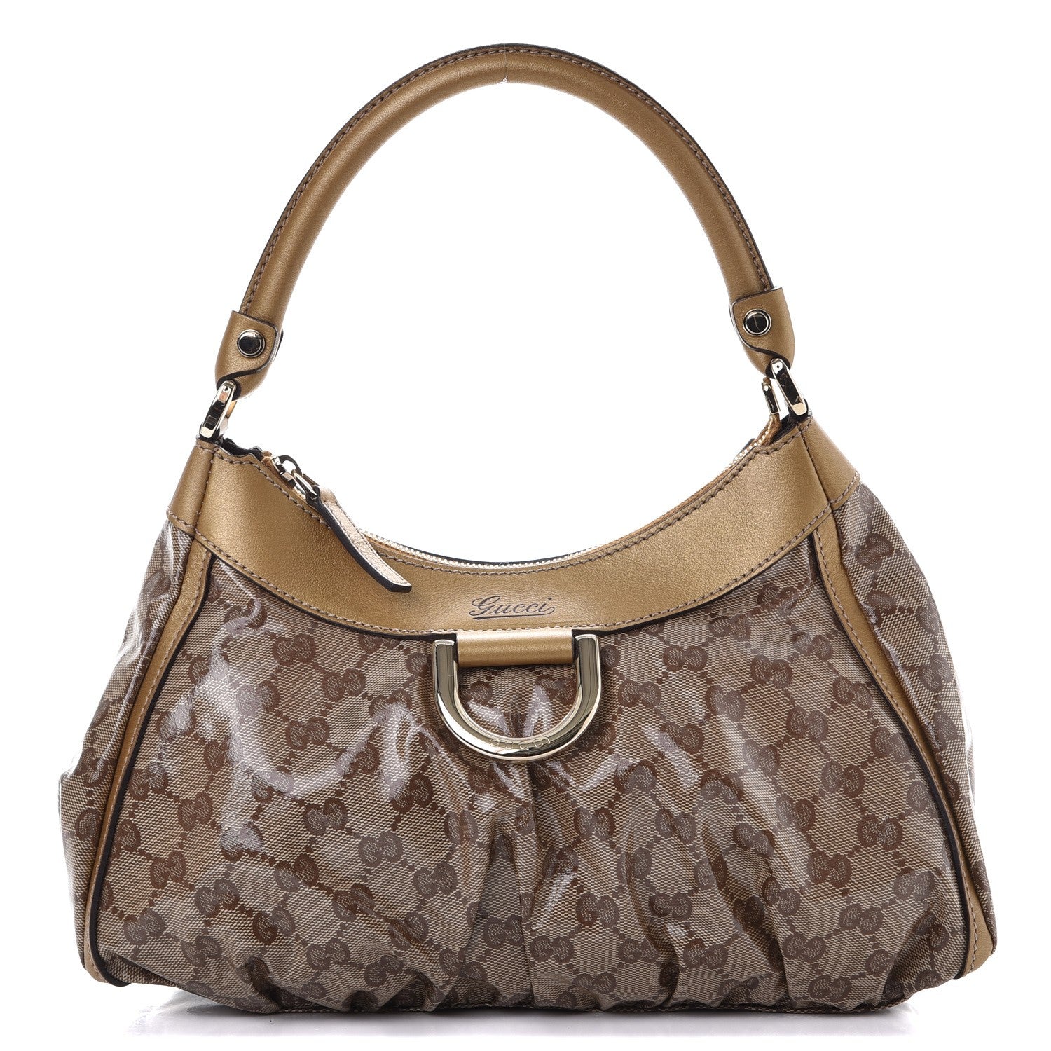 Gucci Crystal Monogram D Ring Gold Hobo Gold 1 of 7