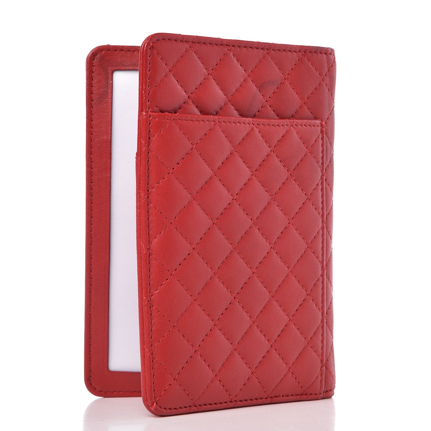 Chanel Lambskin Quilted Camellia Passport Holder Red 3 of 10