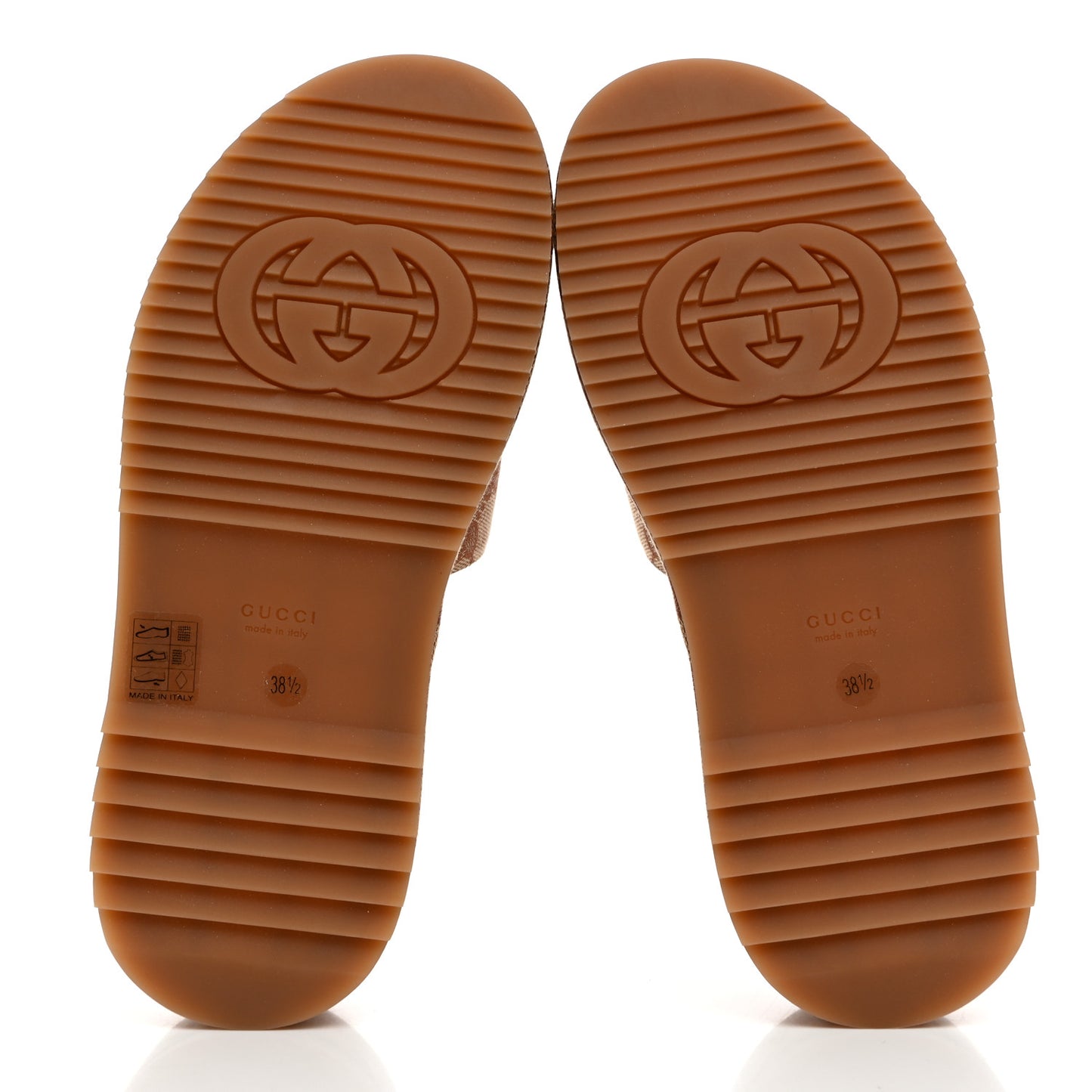 Canvas GG Monogram Angelina Platform Slide Sandals 38.5 Beige Ruggine