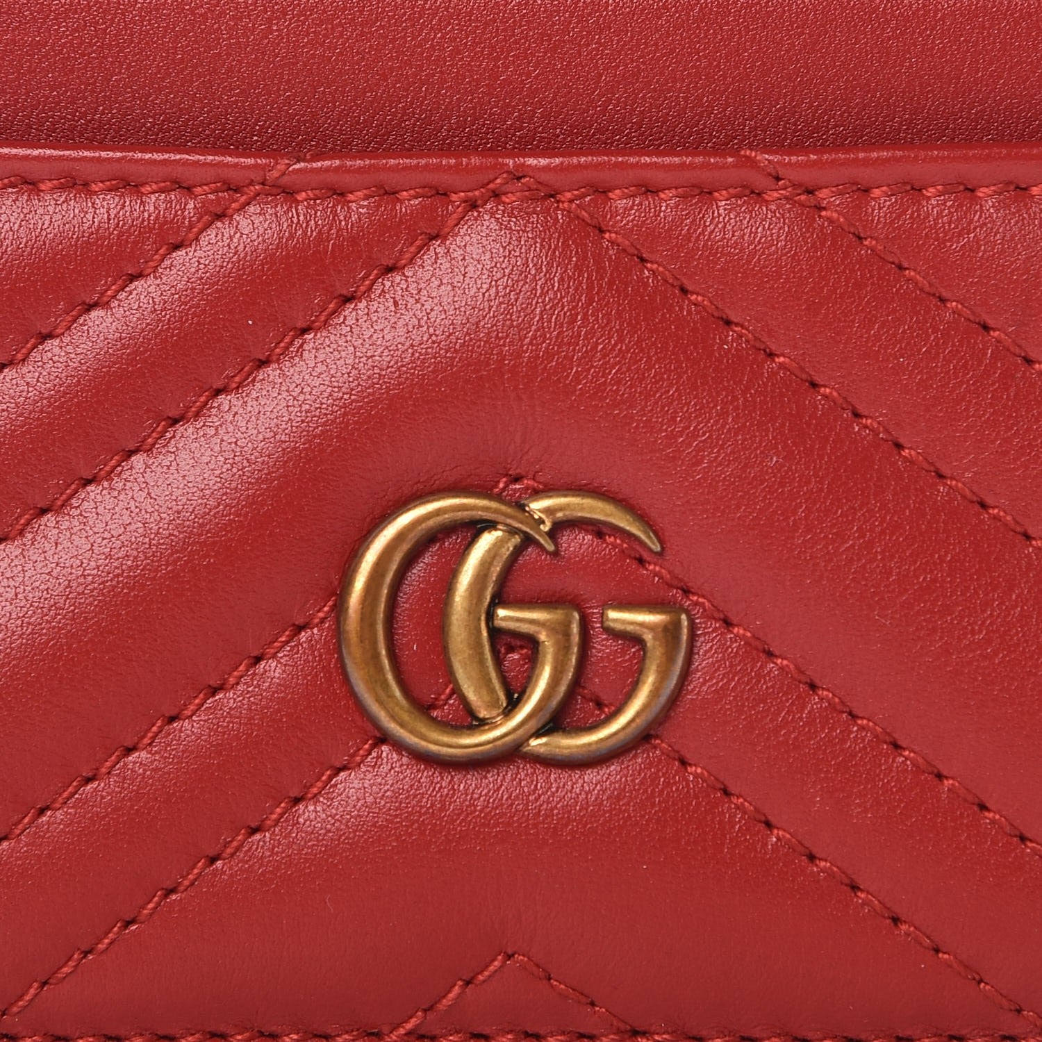 Gucci Calfskin Matelasse GG Marmont Card Holder Hibiscus Red 7 of 7