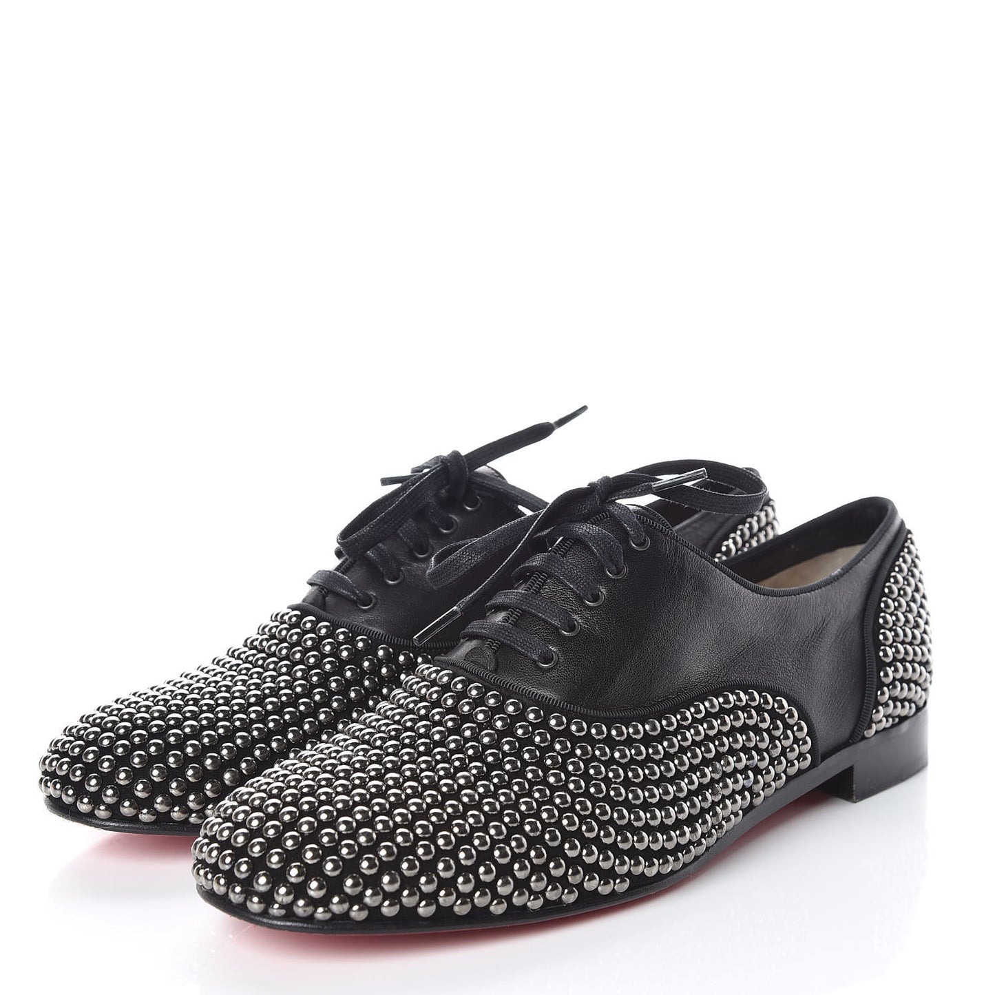 Calfskin Studded Womens Fred Clous Flats 40.5 Black Gun