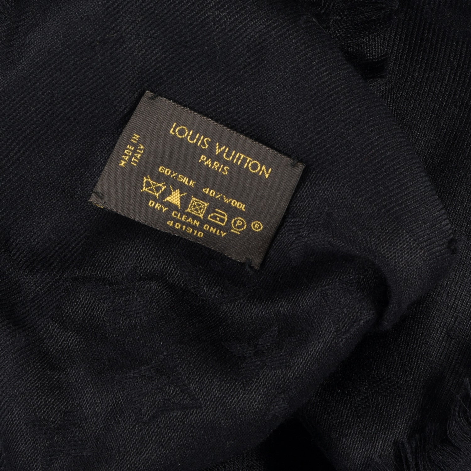 Louis Vuitton Silk Wool Monogram Shawl Black 4 of 4