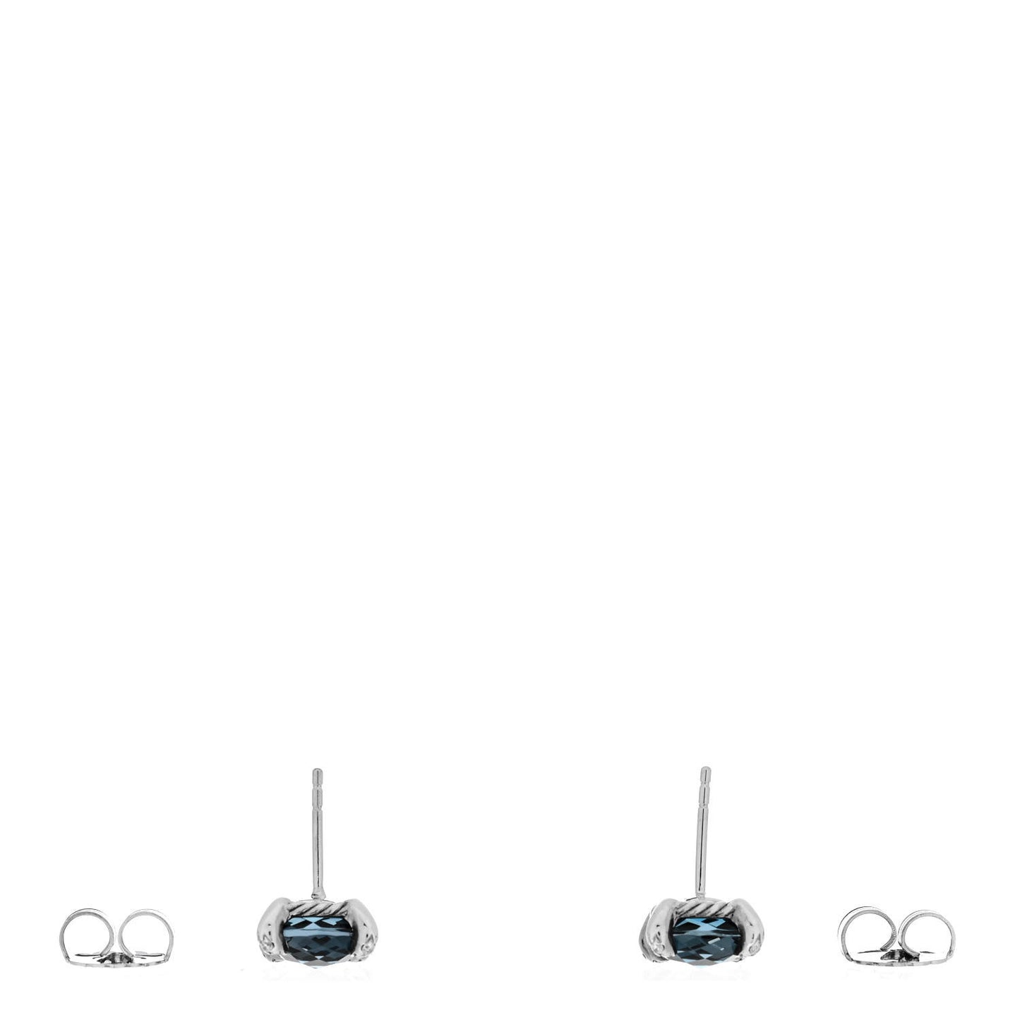 Sterling Silver Diamond Hampton Blue Topaz 9mm Chatelaine Earrings