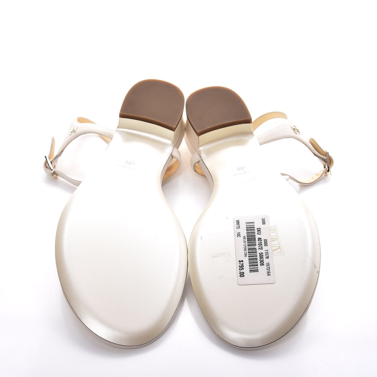 Calfskin Camellia Thong Sandals 40 White