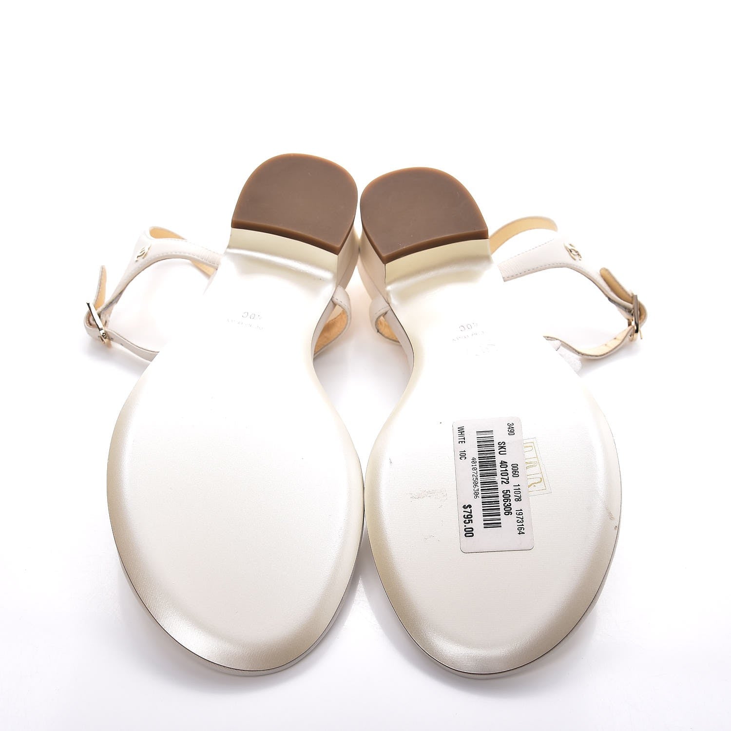 Chanel Calfskin Camellia Thong Sandals 40 White 5 of 8