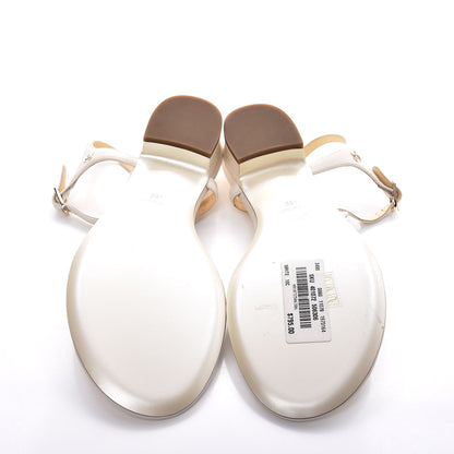 Chanel Calfskin Camellia Thong Sandals 40 White 5 of 8