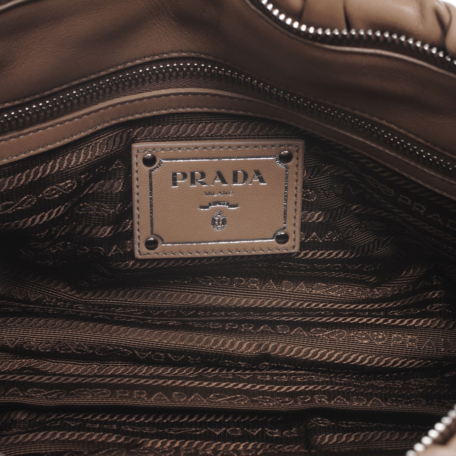 Prada Nappa Gaufre Shopping Satchel Visone 5 of 6