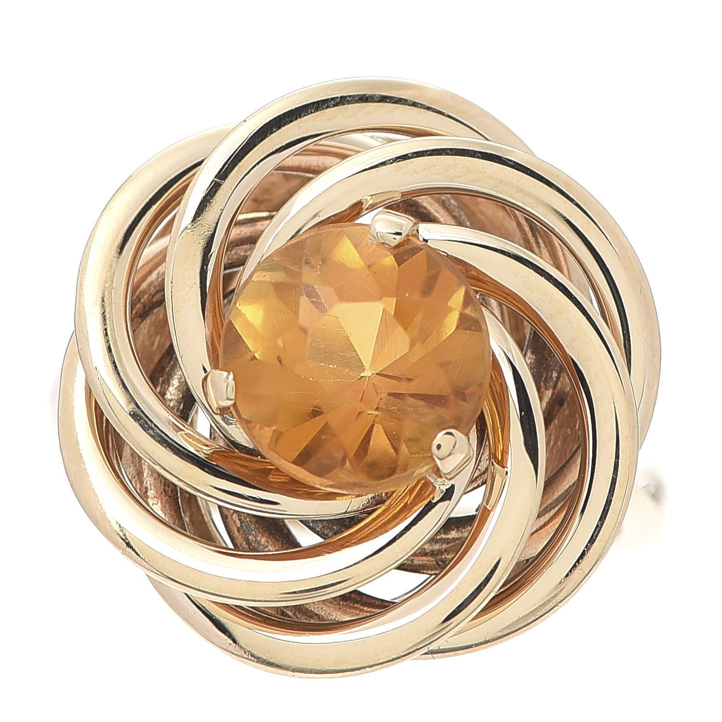 18K Yellow Gold Citrine Round Circle Ring 50 5.5