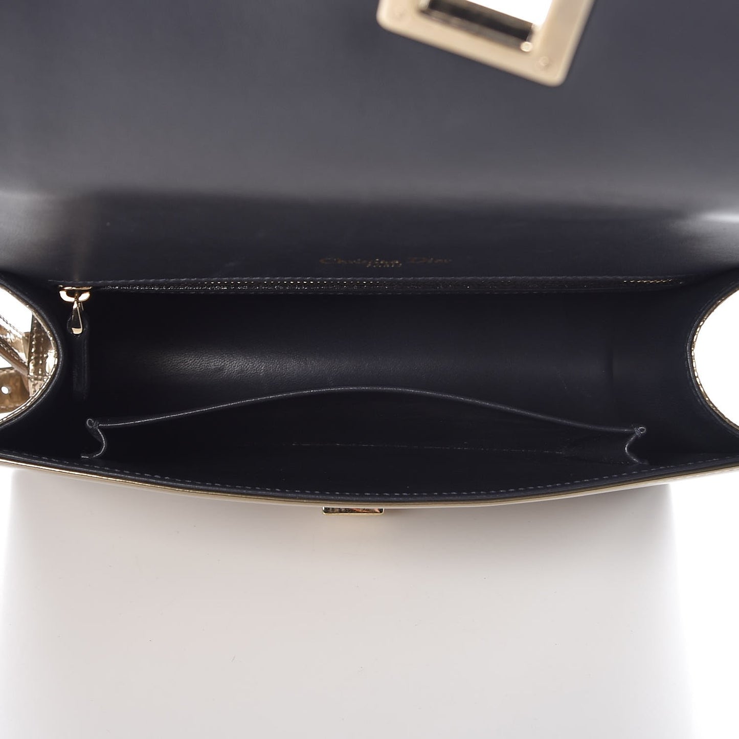 Metallic Patent Micro-Cannage Medium Diorama Flap Bag Gold
