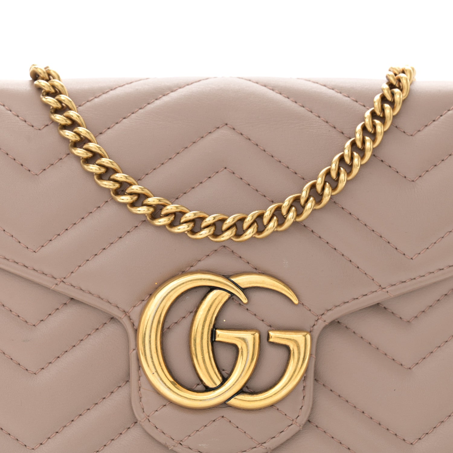 Gucci Calfskin Matelasse GG Marmont Chain Wallet Porcelain Rose 8 of 14