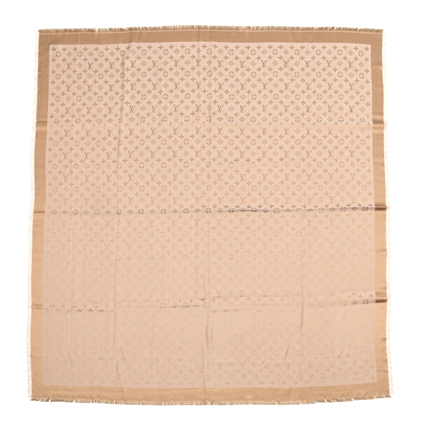 Silk Wool Monogram Denim Shawl Beige Rose