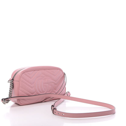 Gucci Calfskin Matelasse Small GG Marmont Chain Shoulder Bag Wild Rose 3 of 13