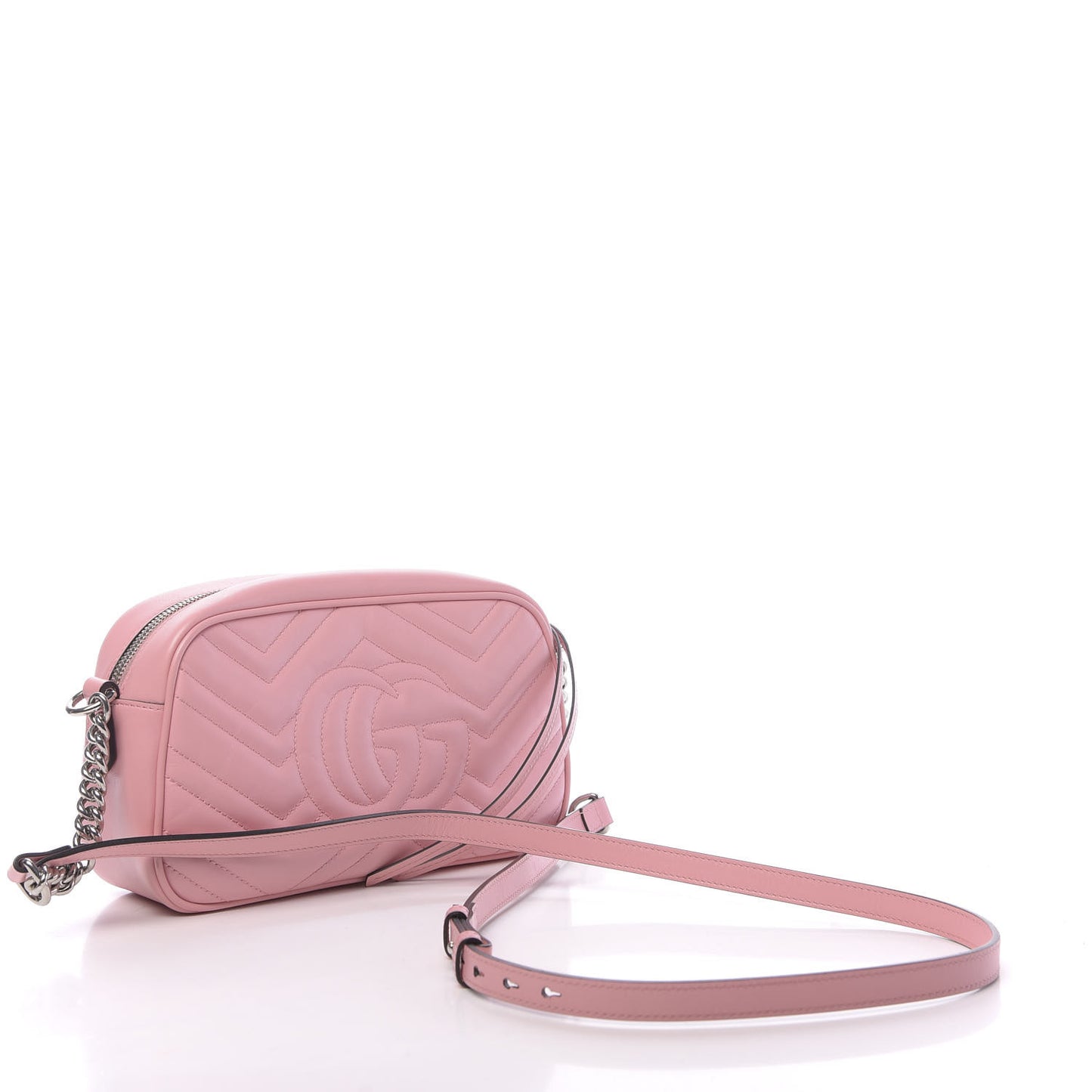 Calfskin Matelasse Small GG Marmont Chain Shoulder Bag Wild Rose