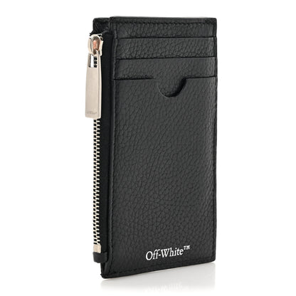 Off-White Calfskin Diag-Stripe Zip Card Holder Black 4 of 9
