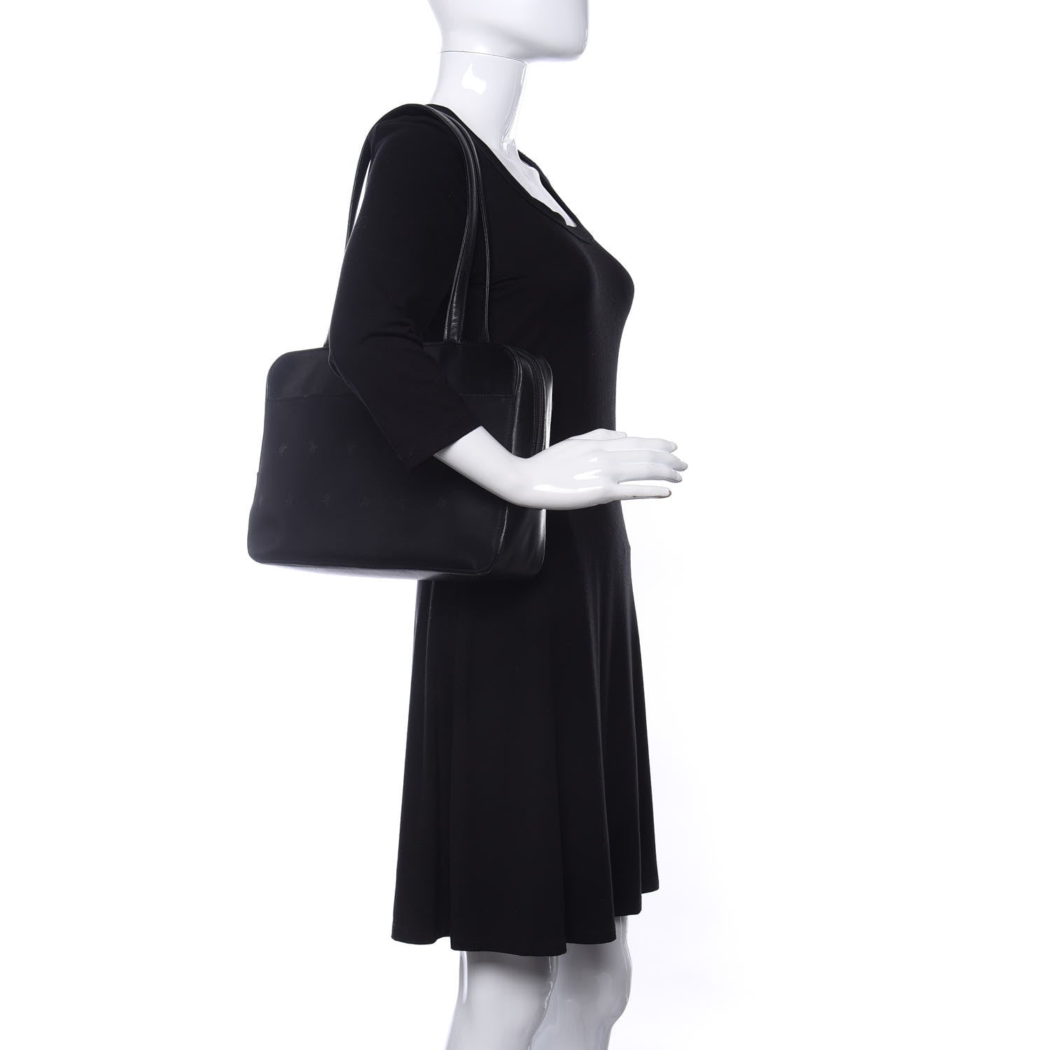 Burberry Calfskin Nylon Shoulder Bag Black 2 of 9