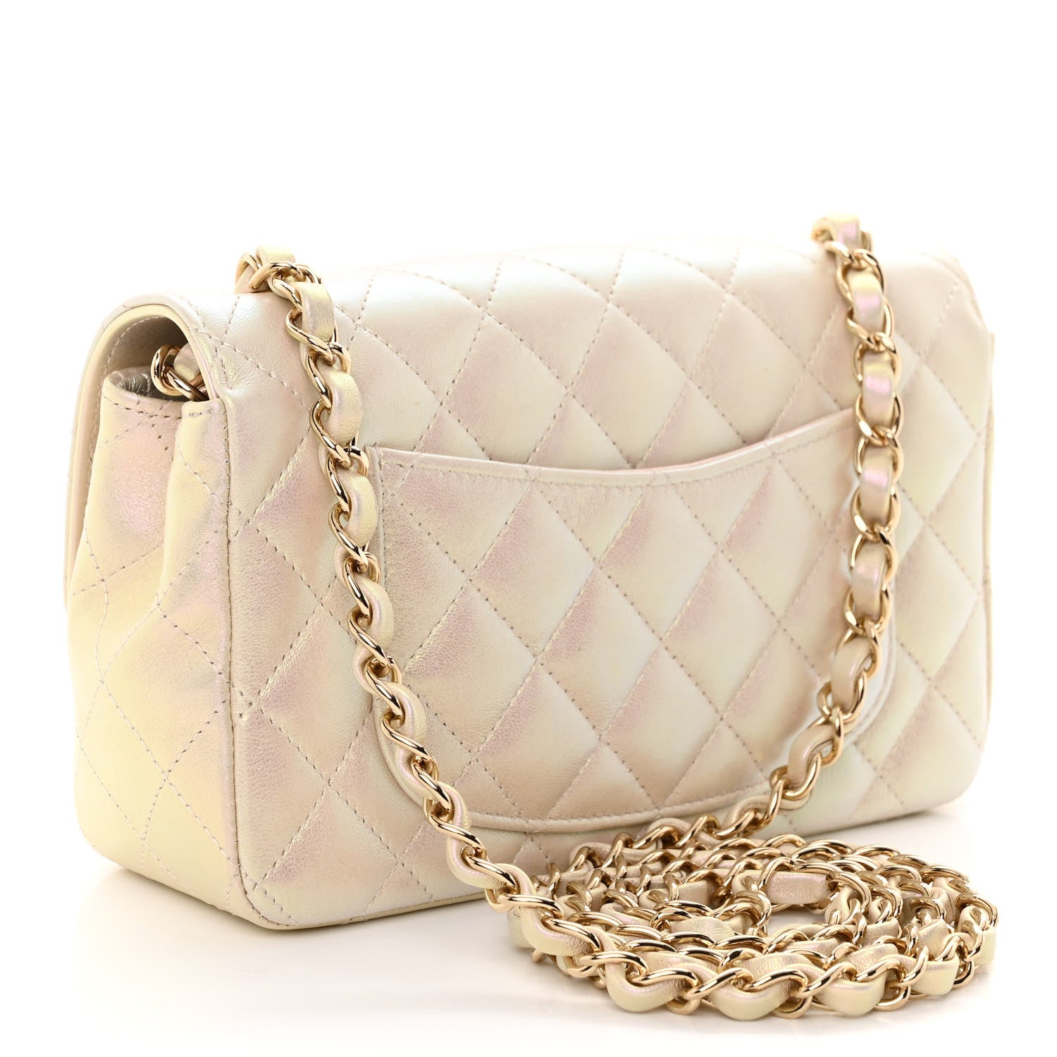 Chanel Iridescent Lambskin Quilted Mini Rectangular Flap Ivory 3 of 11