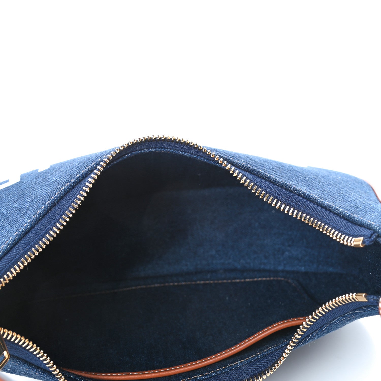 Celine Denim Ava Shoulder Bag Navy Tan 4 of 4