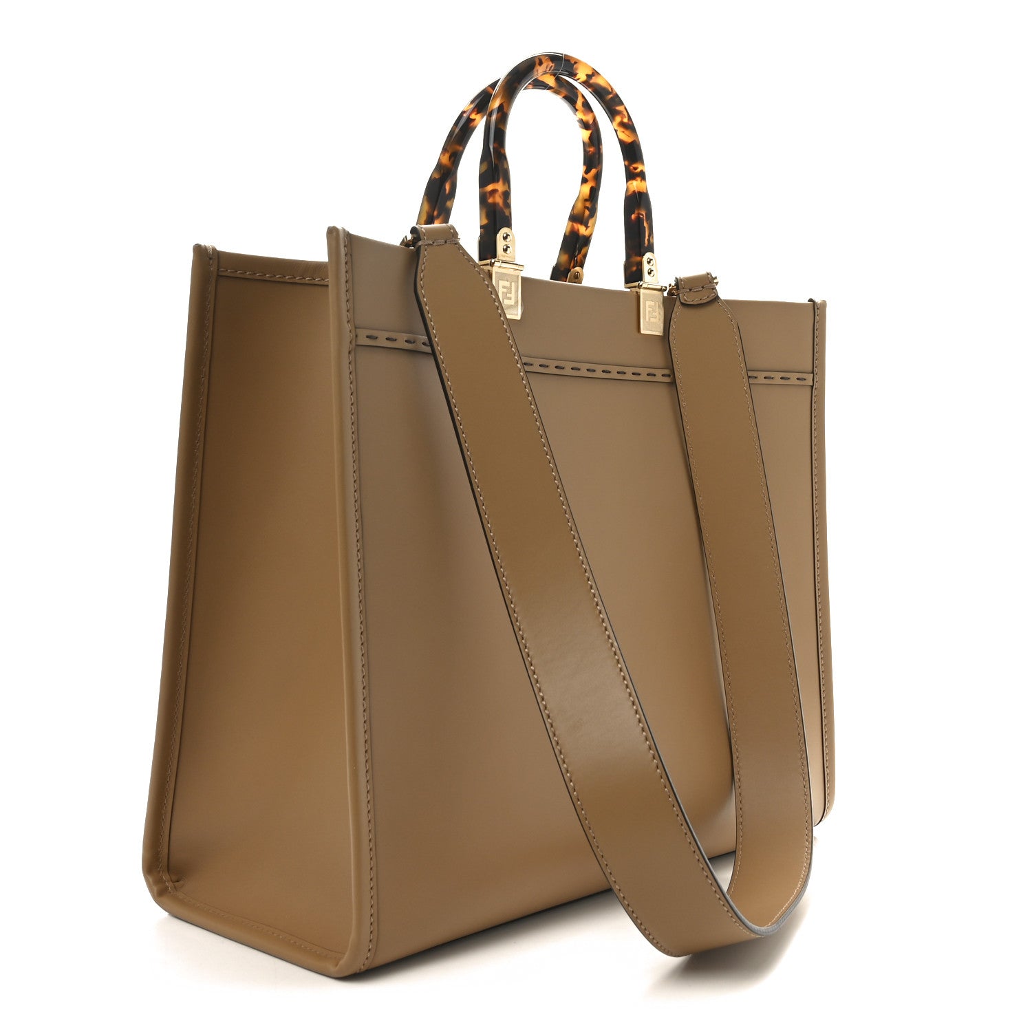 Fendi Vitello King Plexiglass Logo Embossed Medium Fendi Sunshine Shopper Tote Light Rose 3 of 9