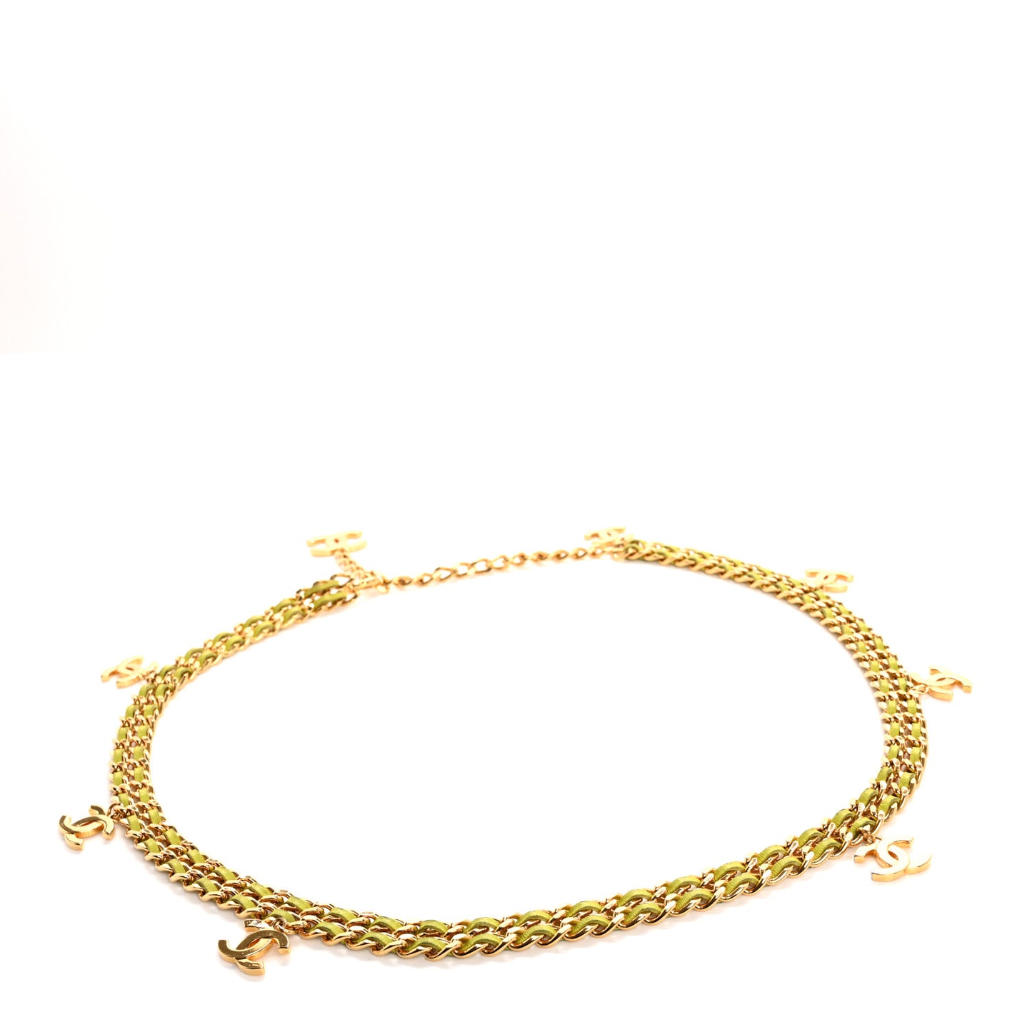 Lambskin CC Chain Belt Green Gold