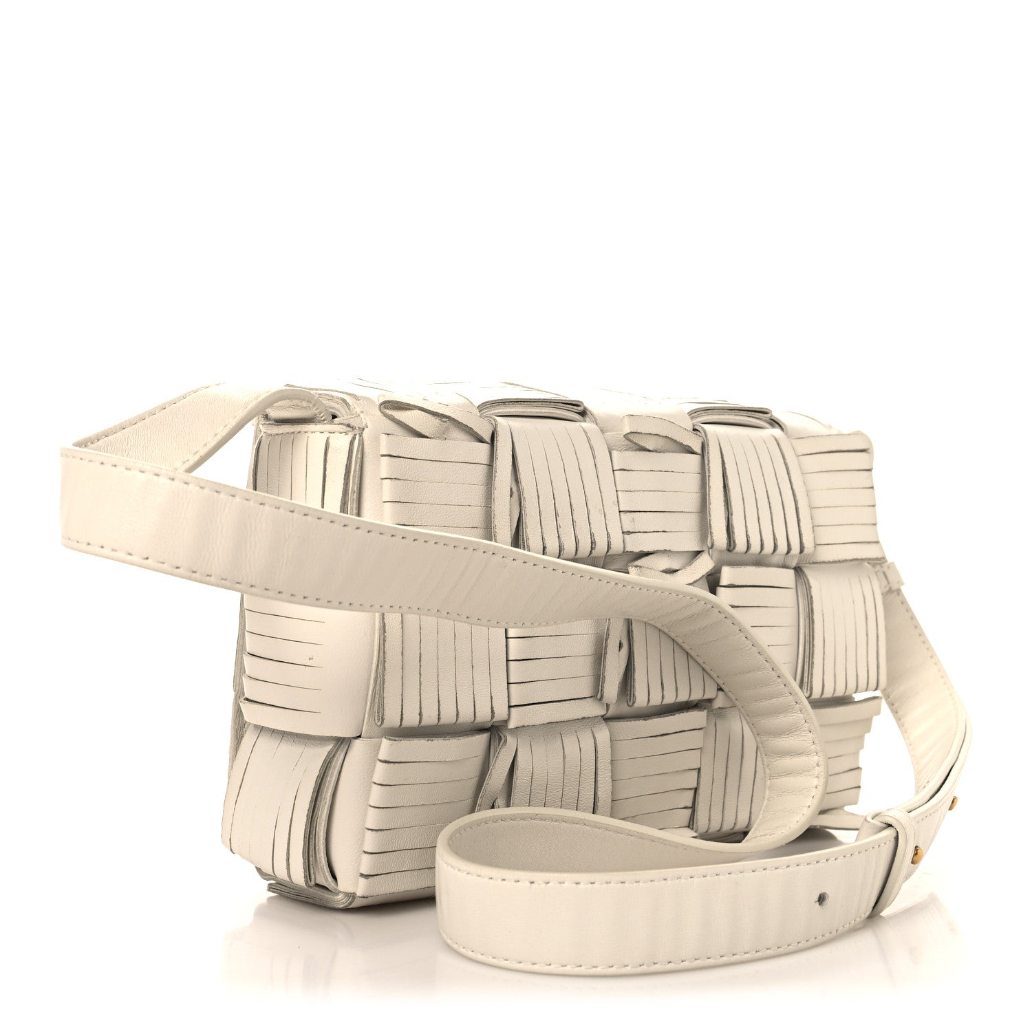 Bottega Veneta Nappa Maxi Intrecciato Fringed Cassette Crossbody Bag White 3 of 10