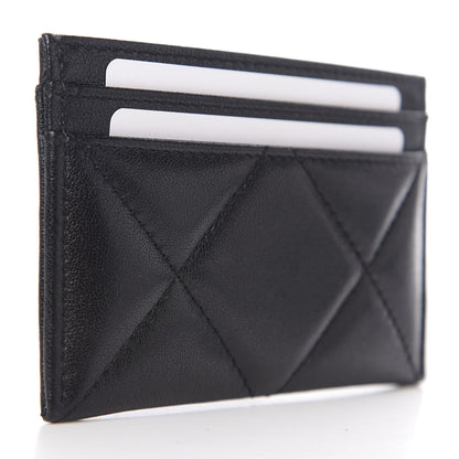 Chanel Shiny Goatskin Quilted Chanel 19 Card Holder Black 2 of 8