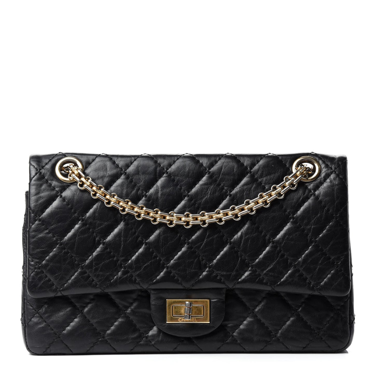 Aged Calfskin Quilted 2.55 Reissue 226 Flap Black