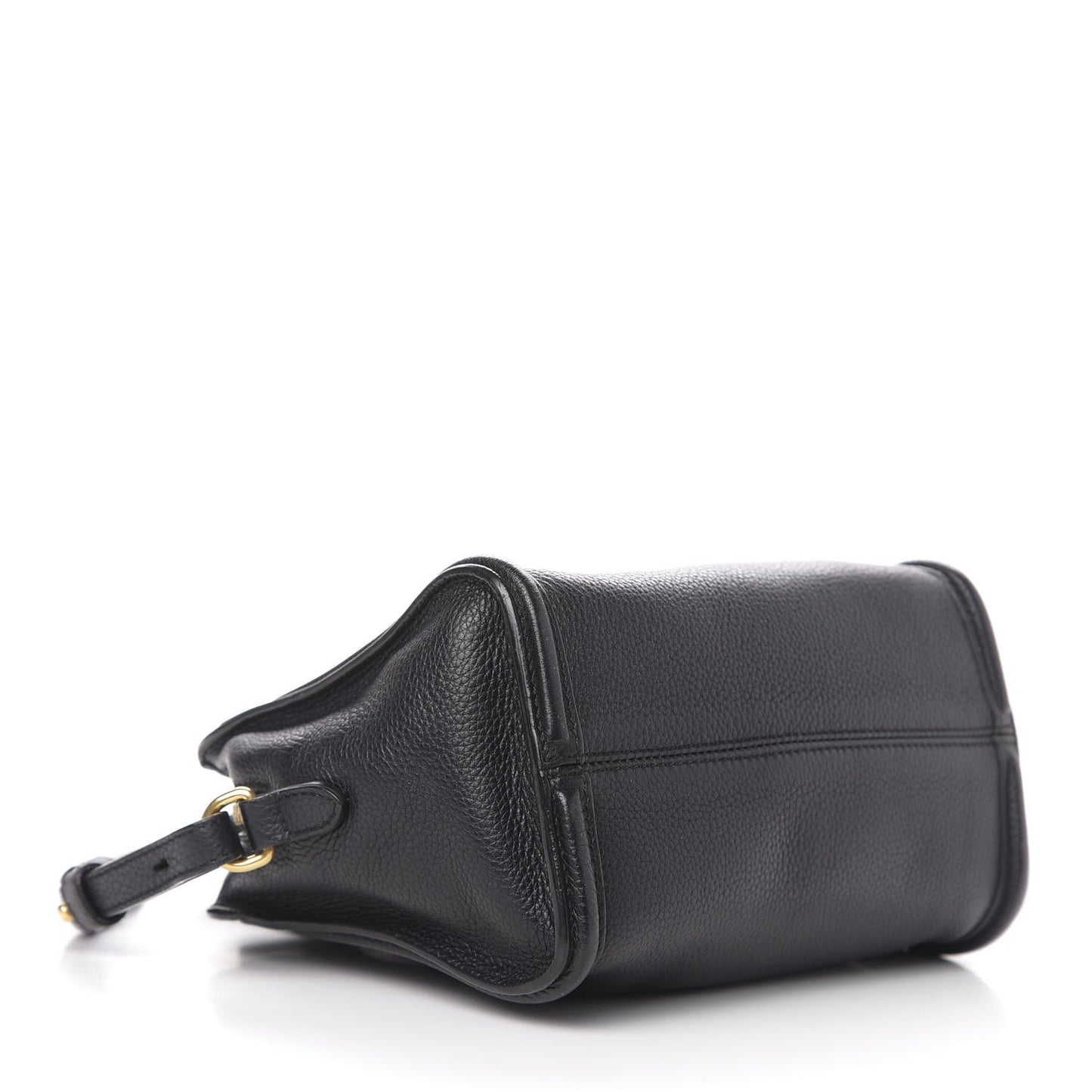 Pebbled Calfskin Mini Skull Padlock Zip Around Tote Black